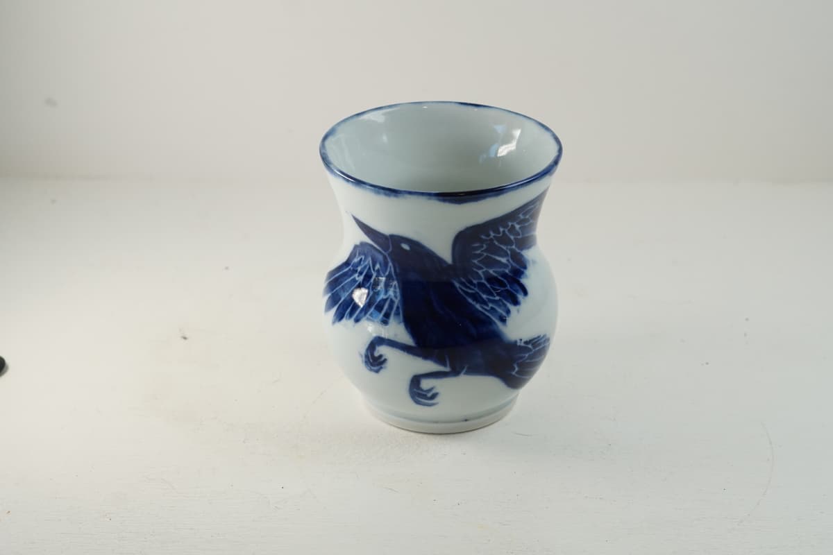 Hand-painted bird vase