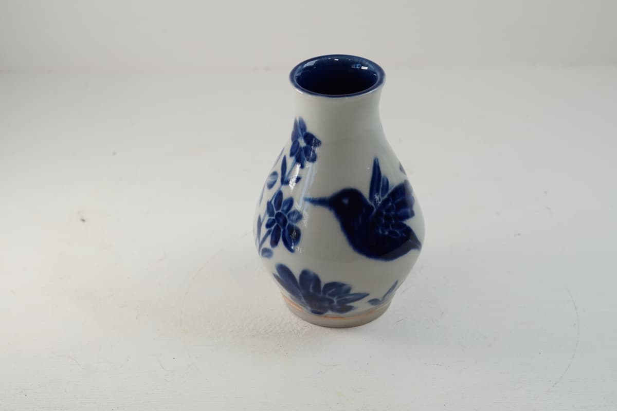 Hummingbird painted vase